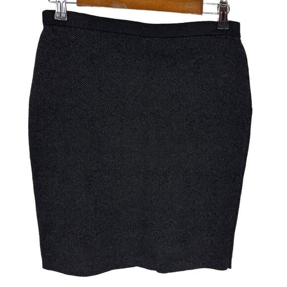 EILEEN FISHER Diagonal Jacquard Short Straight Skirt size Petite Small Black Mer - Picture 2 of 8